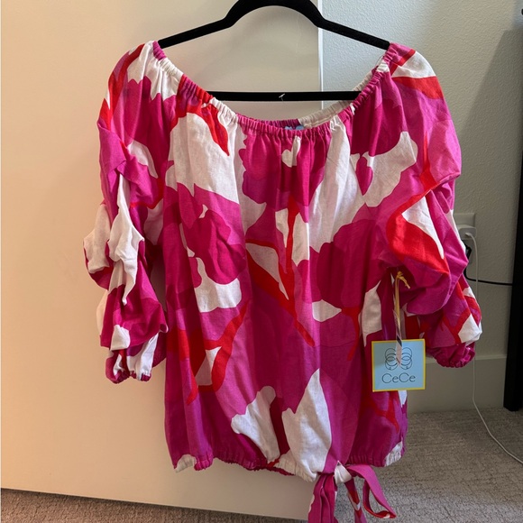 CeCe Women's Pink Floral Top - Picture 1 of 3